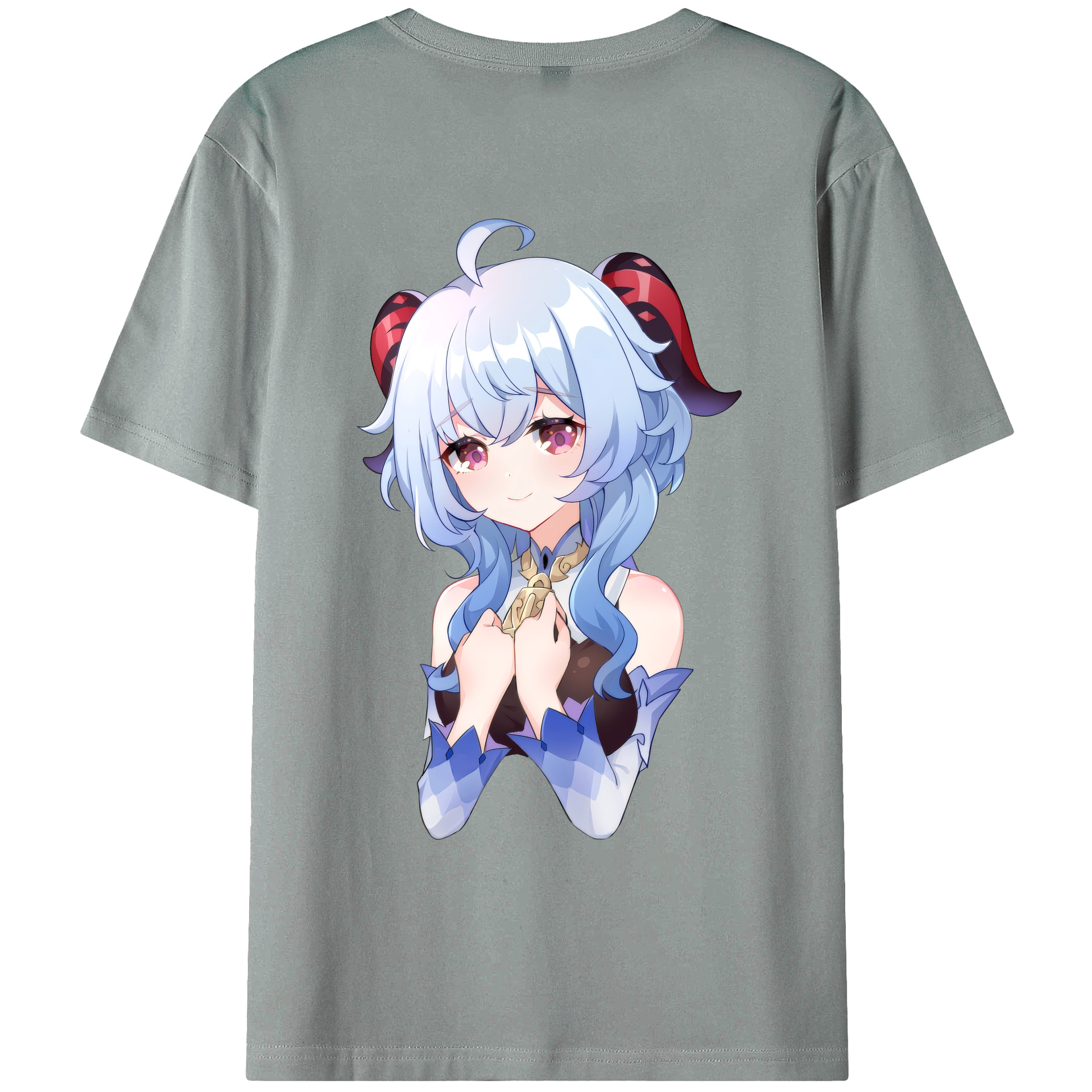 げんし神 甘雨 かんう genshin Ganyu 綿100％ メンズ半袖Tシャツ（バックプリント） 通気性